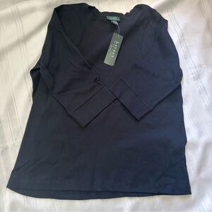 Ralph Lauren pullover 3/4 length sleeve black nwt